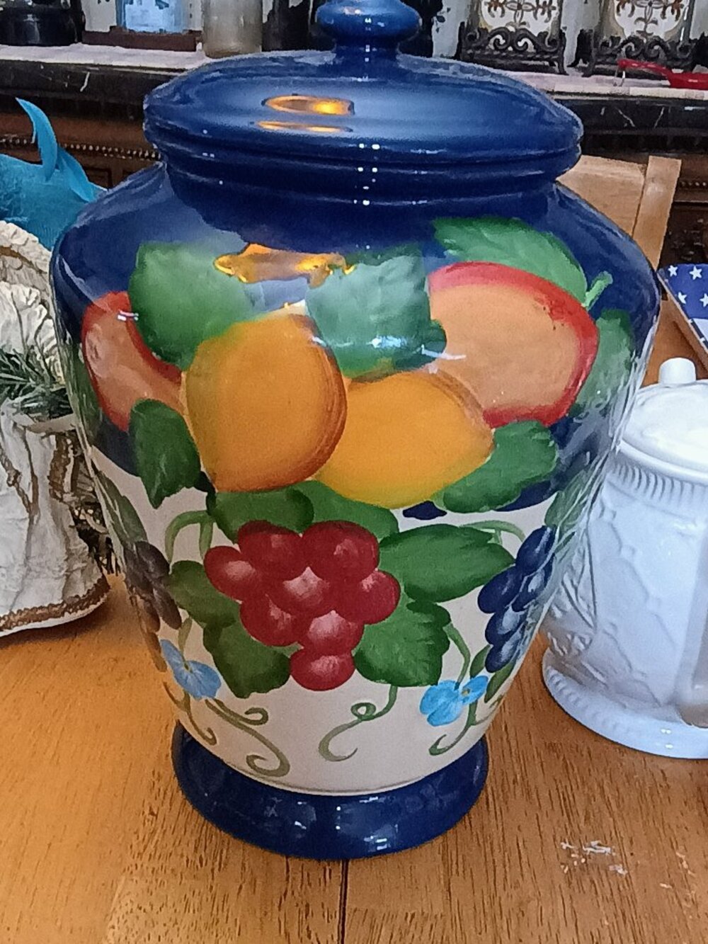 Vintage hand painted large ginger jar